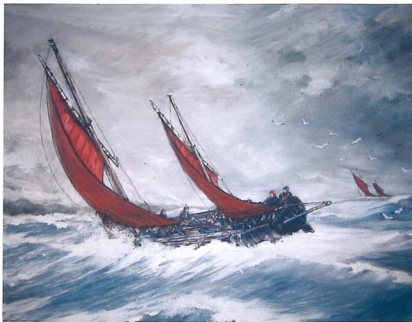 Stan Hugill painting of Outward Bound cutters