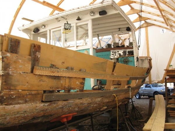 Replanking a Grand Manan Wooden Lobster Boat