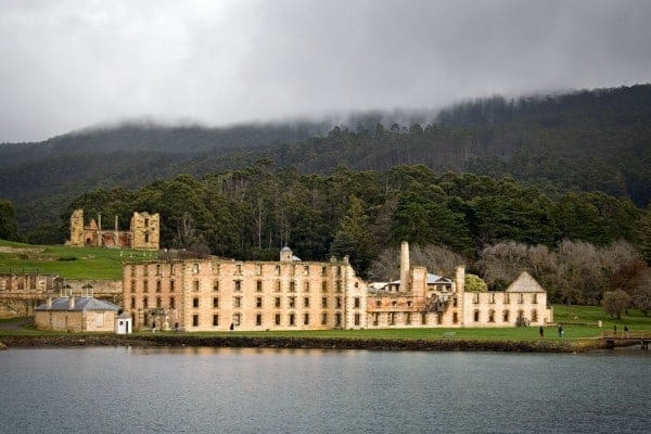 A modern-day photo of the remains of the penal colony at Port Arthur.