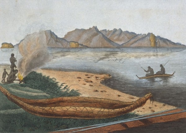 Bark canoes could carry from one to nine aboriginals.