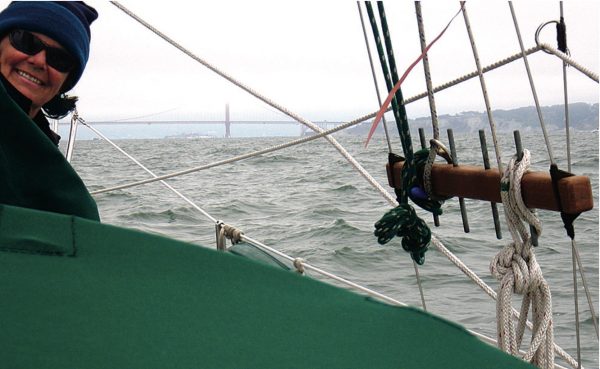 Solo Sailing - A pinrail makes sense for many reasons, and can be lashed to the shrouds.