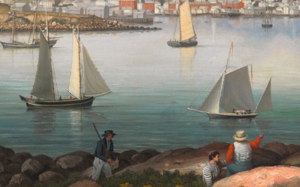 Fitz Henry Lane painting - a closeup of Gloucester Harbor from Rocky Neck
