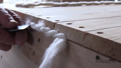 caulking cotton in skiff garboard