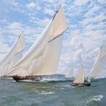 Steven Dews' Painting 'BRITANIA' shows j-class racing yachts
