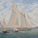 Steven Dews' 'WESTWARD' shows a classic America's Cup J-Boat sailing