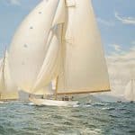 Steven Dews' painting, VELSHEDA, shows sailboats racing