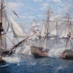 Maritime painter Steven Dews' painting of the Battle of Trafalgar in remarkable detail.