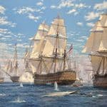 Maritime painter Steven Dews' painting of the Battle of Trafalgar in remarkable detail.