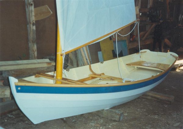 Harry Bryan's Daisy 12.6, one of the world's best dinghies, rigged on the hard.